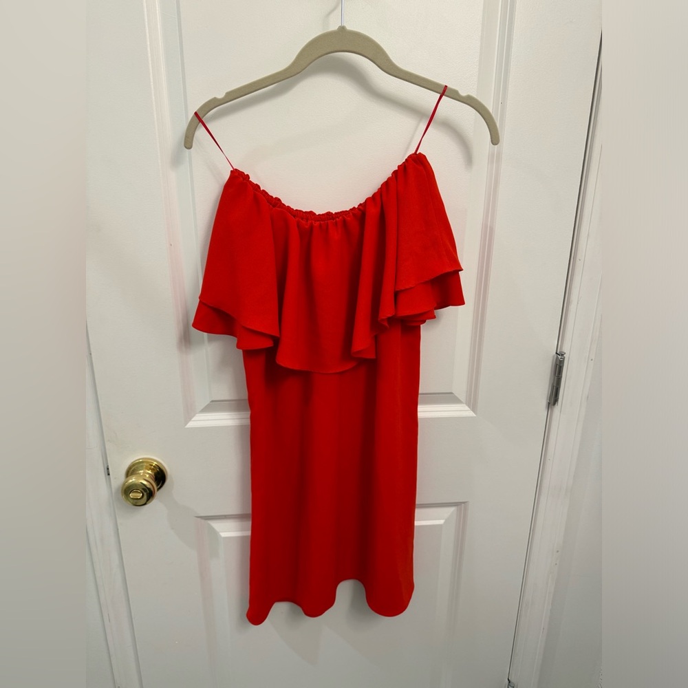 Off the shoulder red dress